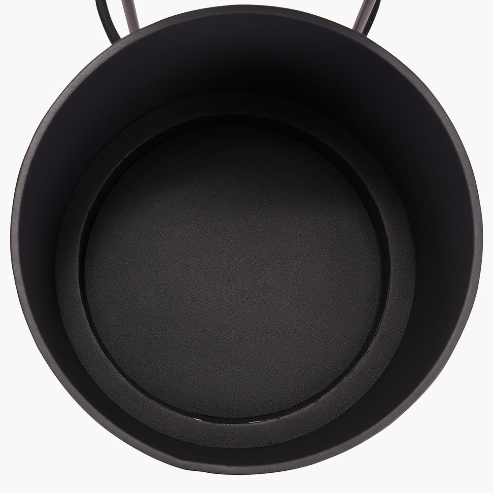 Set of 2 Graphite Metal Circular Planters